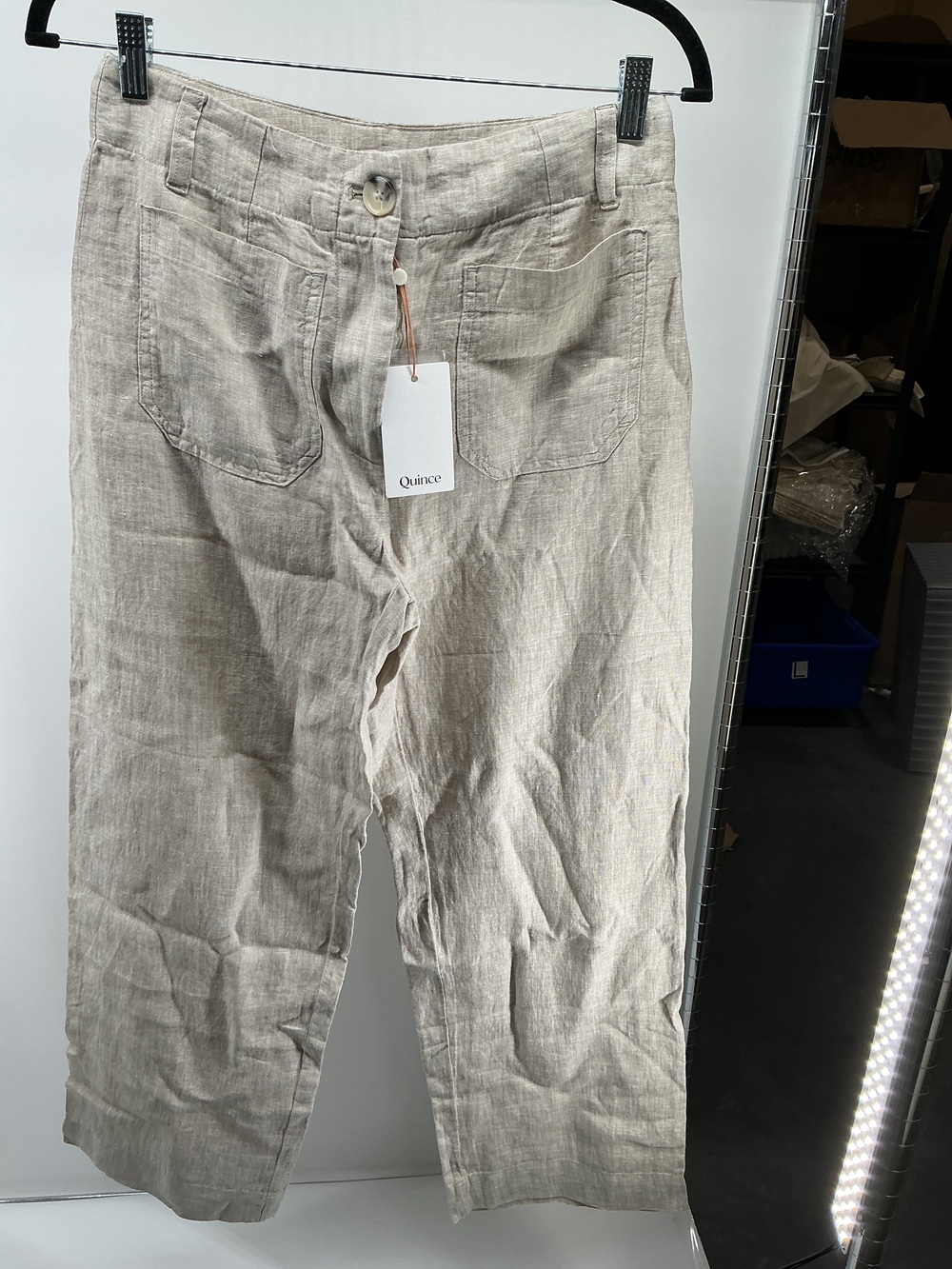 100% European Linen Patch Pocket Wide Leg Pants - 28"